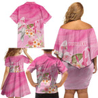 Personalised I Wear Pink For The Fight Family Matching Off Shoulder Short Dress and Hawaiian Shirt Australian Breast Cancer Spirit - Aussie Hoodie
