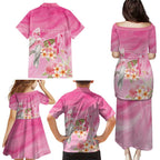 Personalised I Wear Pink For The Fight Family Matching Puletasi and Hawaiian Shirt Australian Breast Cancer Spirit - Aussie Hoodie