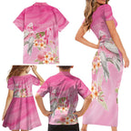 Personalised I Wear Pink For The Fight Family Matching Short Sleeve Bodycon Dress and Hawaiian Shirt Australian Breast Cancer Spirit - Aussie Hoodie
