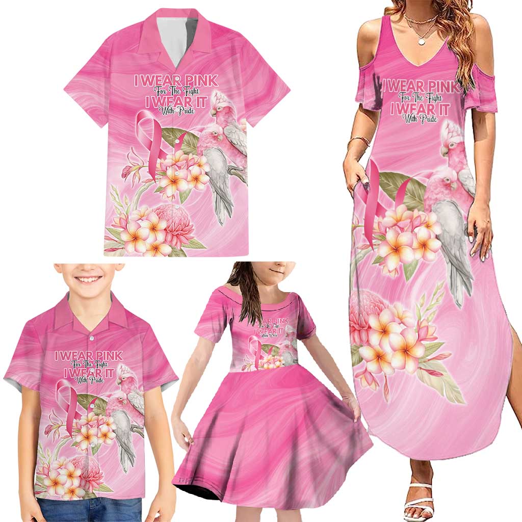 Personalised I Wear Pink For The Fight Family Matching Summer Maxi Dress and Hawaiian Shirt Australian Breast Cancer Spirit - Aussie Hoodie