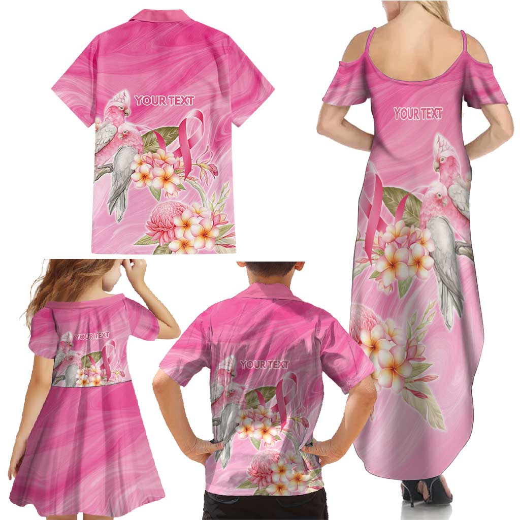 Personalised I Wear Pink For The Fight Family Matching Summer Maxi Dress and Hawaiian Shirt Australian Breast Cancer Spirit - Aussie Hoodie