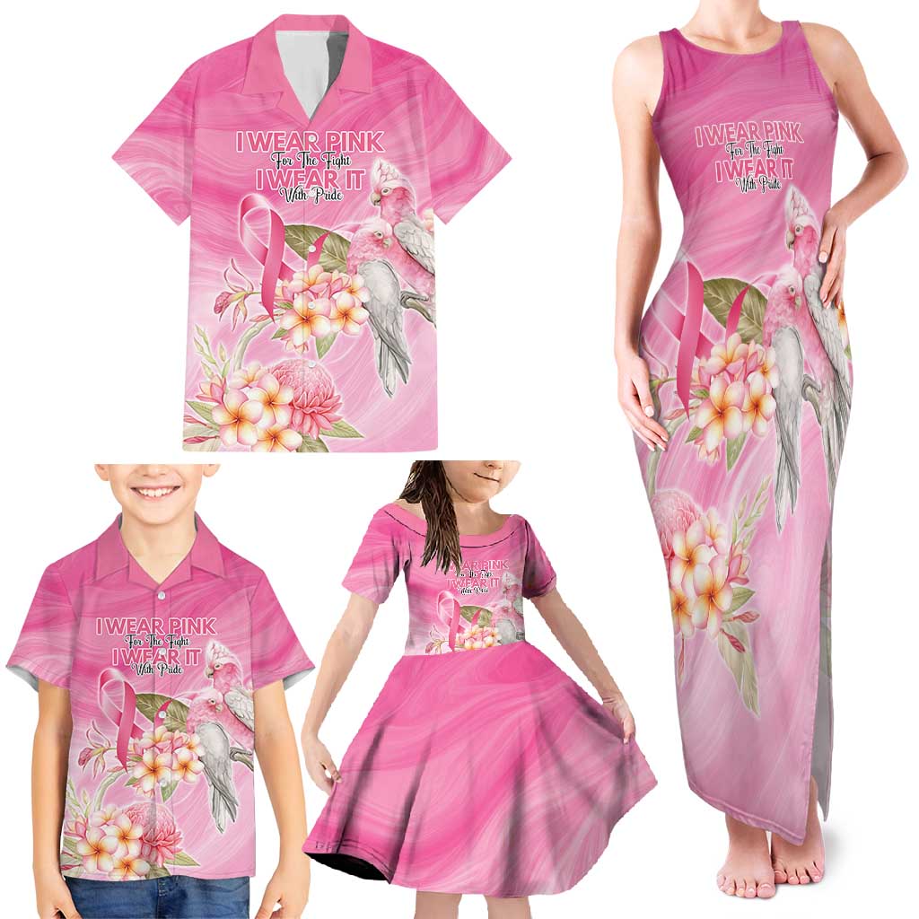 Personalised I Wear Pink For The Fight Family Matching Tank Maxi Dress and Hawaiian Shirt Australian Breast Cancer Spirit - Aussie Hoodie