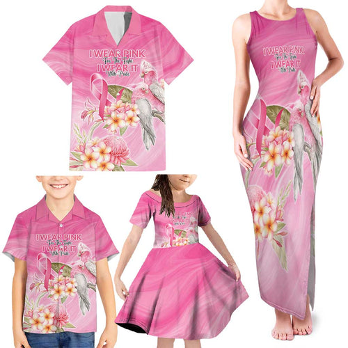 Personalised I Wear Pink For The Fight Family Matching Tank Maxi Dress and Hawaiian Shirt Australian Breast Cancer Spirit - Aussie Hoodie
