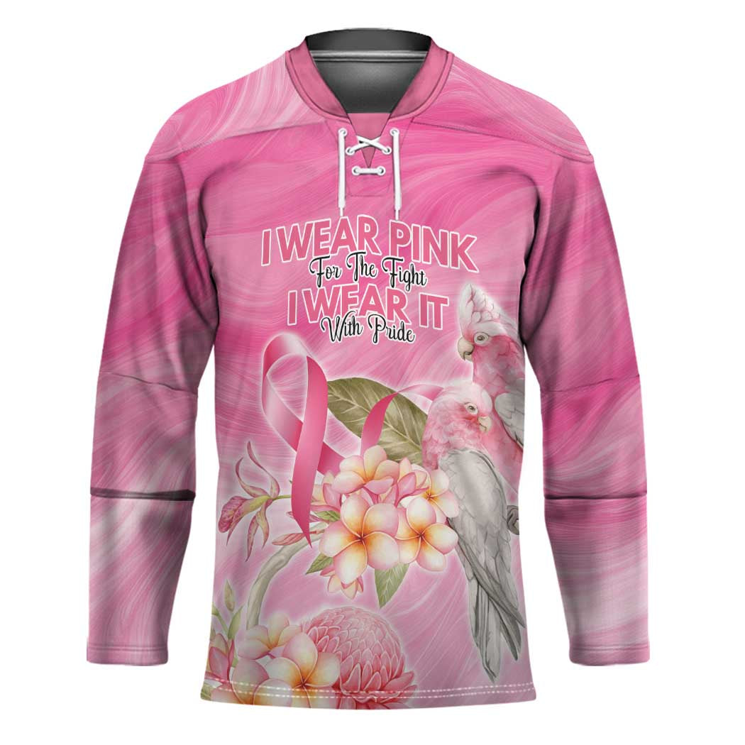 Personalised I Wear Pink For The Fight Hockey Jersey Australian Breast Cancer Spirit - Aussie Hoodie