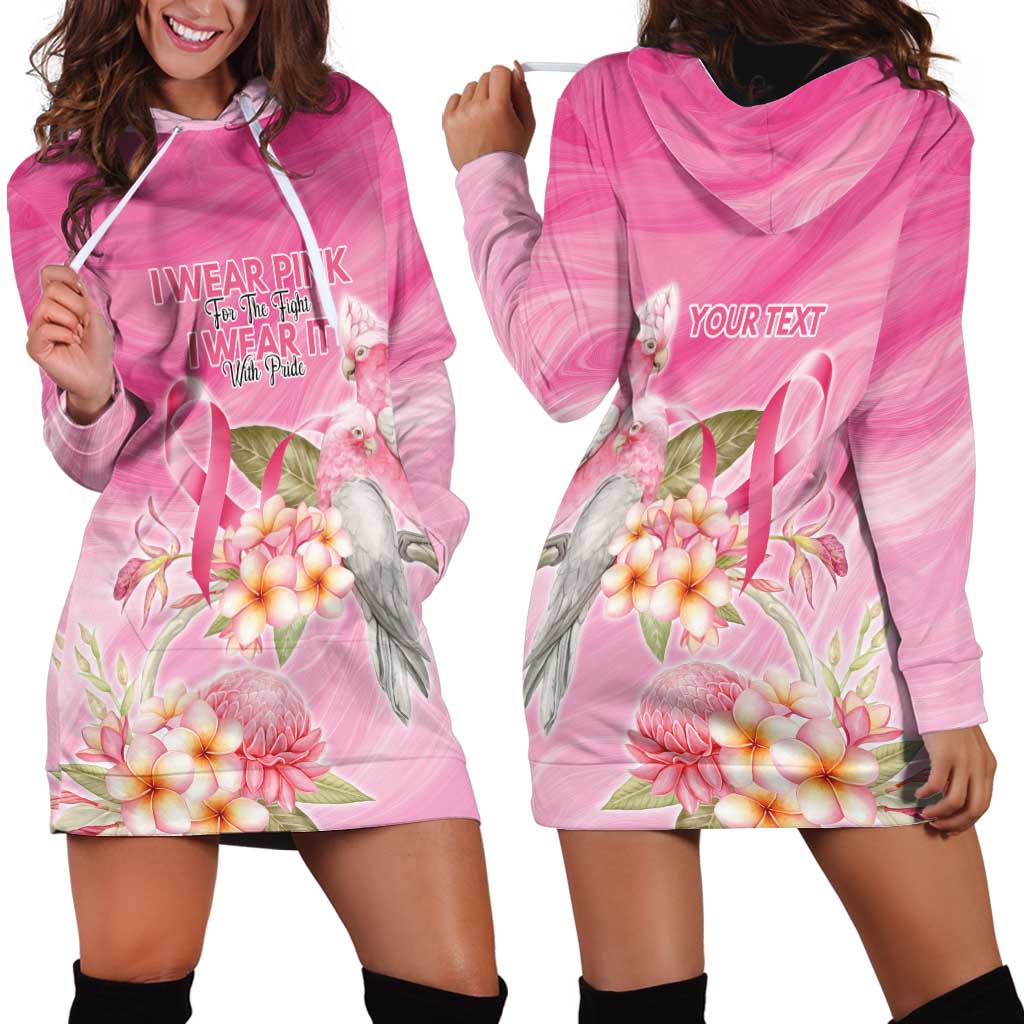 Personalised I Wear Pink For The Fight Hoodie Dress Australian Breast Cancer Spirit - Aussie Hoodie