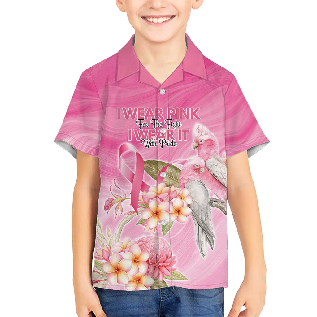 Personalised I Wear Pink For The Fight Kid Hawaiian Shirt Australian Breast Cancer Spirit - Aussie Hoodie