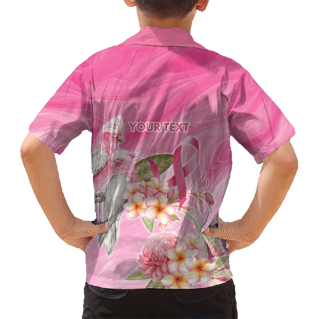 Personalised I Wear Pink For The Fight Kid Hawaiian Shirt Australian Breast Cancer Spirit - Aussie Hoodie