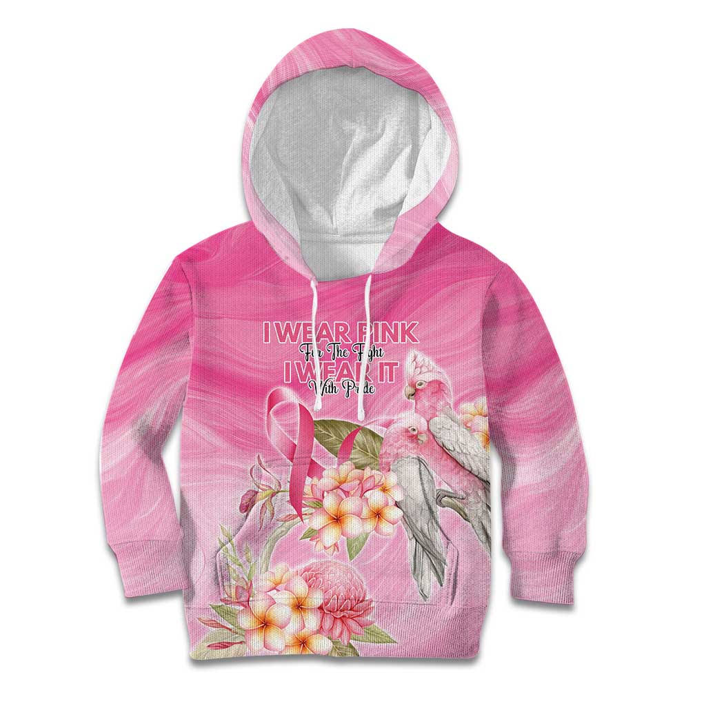 Personalised I Wear Pink For The Fight Kid Hoodie Australian Breast Cancer Spirit - Aussie Hoodie