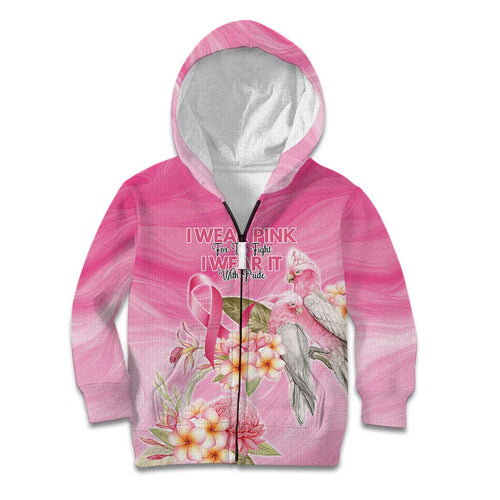 Personalised I Wear Pink For The Fight Kid Hoodie Australian Breast Cancer Spirit - Aussie Hoodie