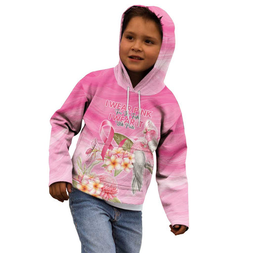 Personalised I Wear Pink For The Fight Kid Hoodie Australian Breast Cancer Spirit - Aussie Hoodie