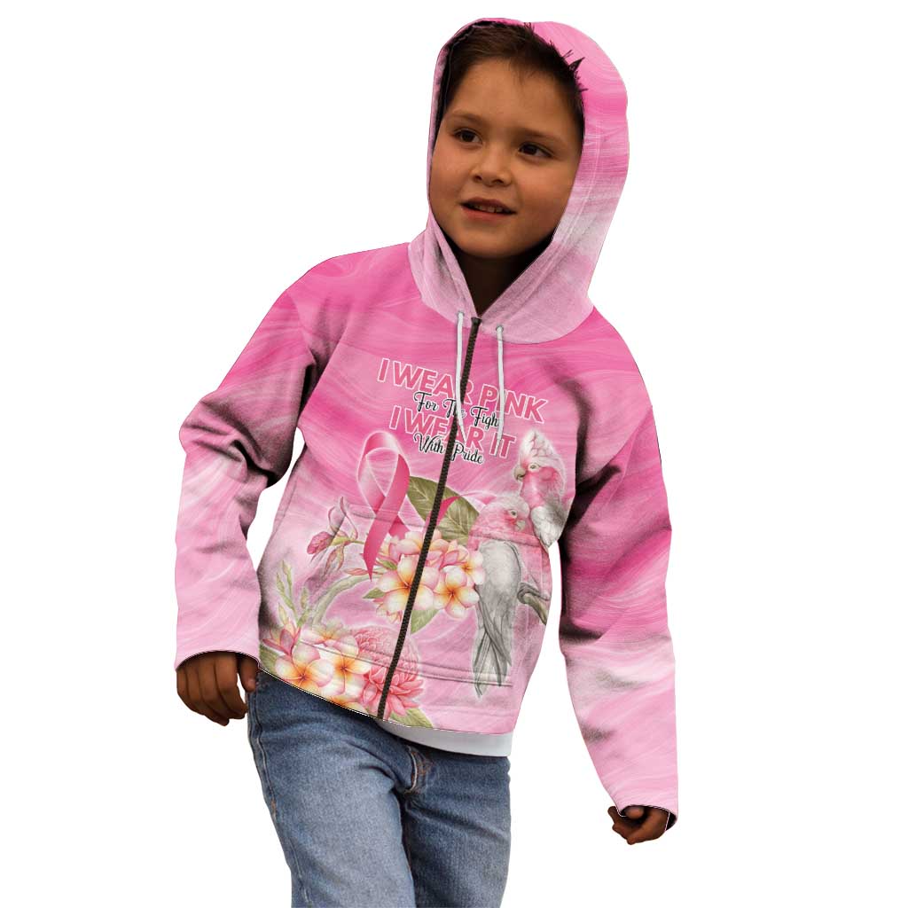 Personalised I Wear Pink For The Fight Kid Hoodie Australian Breast Cancer Spirit - Aussie Hoodie