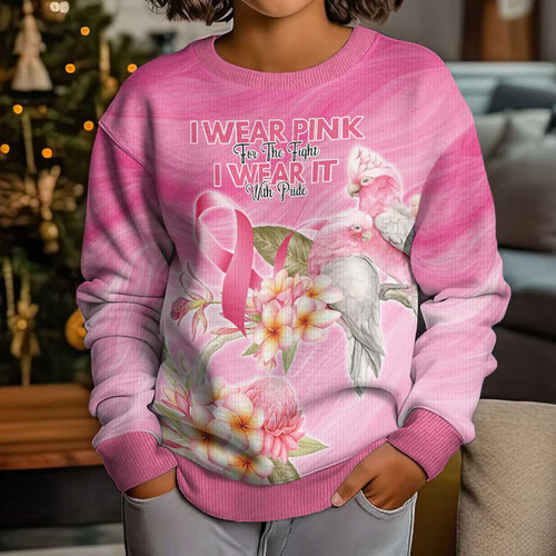 Personalised I Wear Pink For The Fight Kid Ugly Christmas Sweater Australian Breast Cancer Spirit - Aussie Hoodie