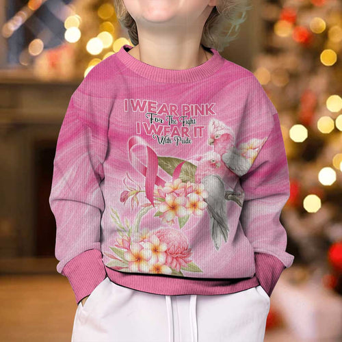 Personalised I Wear Pink For The Fight Kid Ugly Christmas Sweater Australian Breast Cancer Spirit - Aussie Hoodie