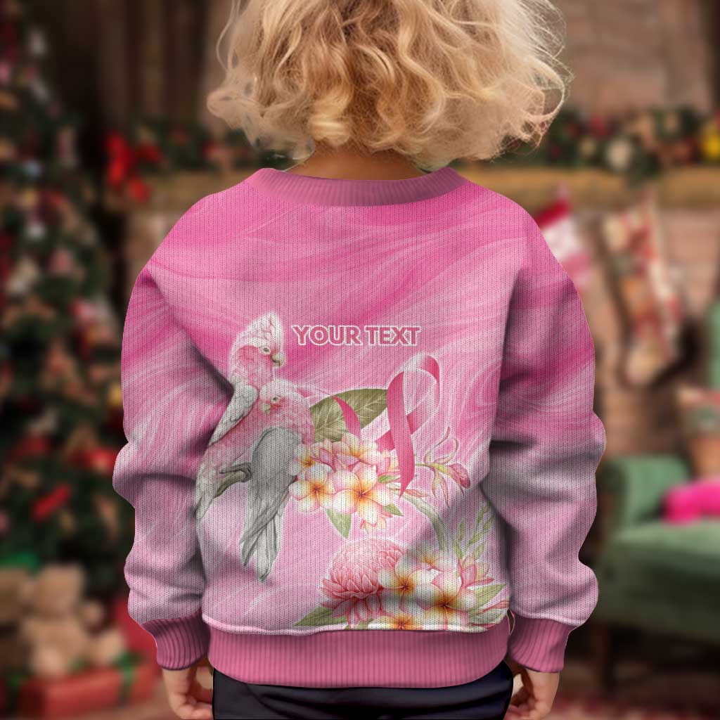 Personalised I Wear Pink For The Fight Kid Ugly Christmas Sweater Australian Breast Cancer Spirit - Aussie Hoodie