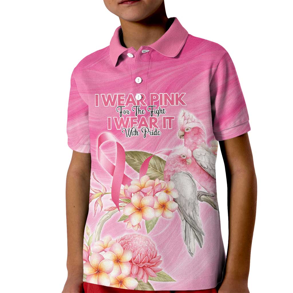 Personalised I Wear Pink For The Fight Kid Polo Shirt Australian Breast Cancer Spirit - Aussie Hoodie