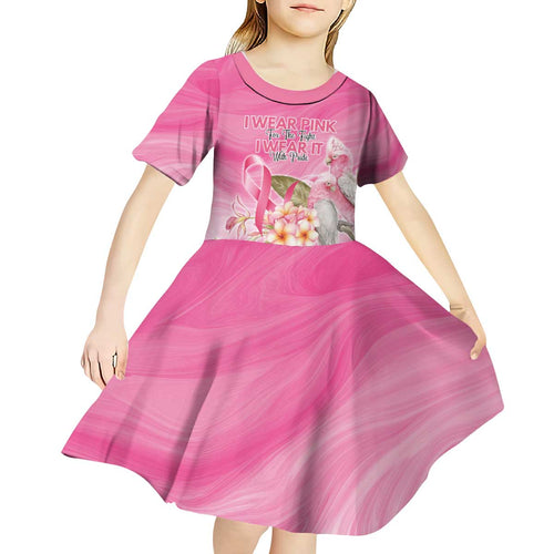 Personalised I Wear Pink For The Fight Kid Short Sleeve Dress Australian Breast Cancer Spirit - Aussie Hoodie
