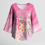 Personalised I Wear Pink For The Fight Kimono Sleeve Blouse Australian Breast Cancer Spirit - Aussie Hoodie