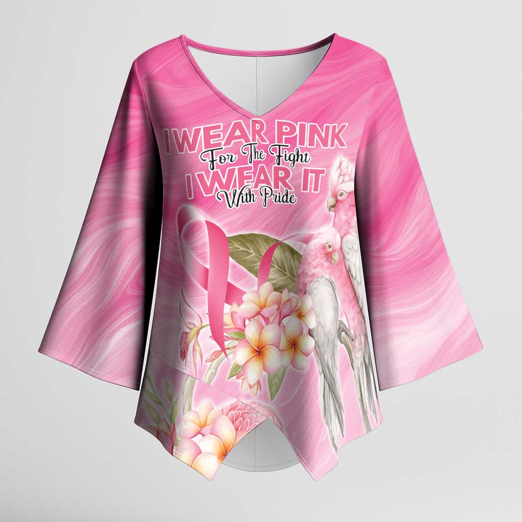 Personalised I Wear Pink For The Fight Kimono Sleeve Blouse Australian Breast Cancer Spirit - Aussie Hoodie