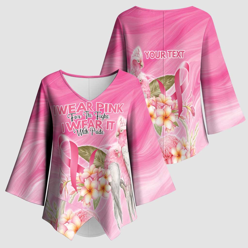 Personalised I Wear Pink For The Fight Kimono Sleeve Blouse Australian Breast Cancer Spirit - Aussie Hoodie