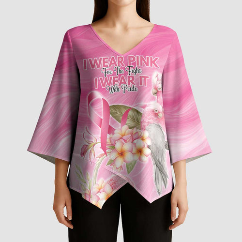 Personalised I Wear Pink For The Fight Kimono Sleeve Blouse Australian Breast Cancer Spirit - Aussie Hoodie