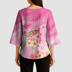 Personalised I Wear Pink For The Fight Kimono Sleeve Blouse Australian Breast Cancer Spirit - Aussie Hoodie