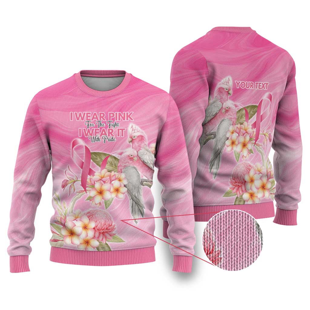 Personalised I Wear Pink For The Fight Ugly Christmas Sweater Australian Breast Cancer Spirit - Aussie Hoodie