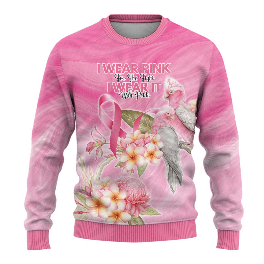 Personalised I Wear Pink For The Fight Ugly Christmas Sweater Australian Breast Cancer Spirit - Aussie Hoodie