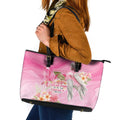 Personalised I Wear Pink For The Fight Leather Tote Bag Australian Breast Cancer Spirit - Aussie Hoodie