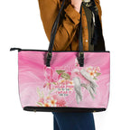 Personalised I Wear Pink For The Fight Leather Tote Bag Australian Breast Cancer Spirit - Aussie Hoodie