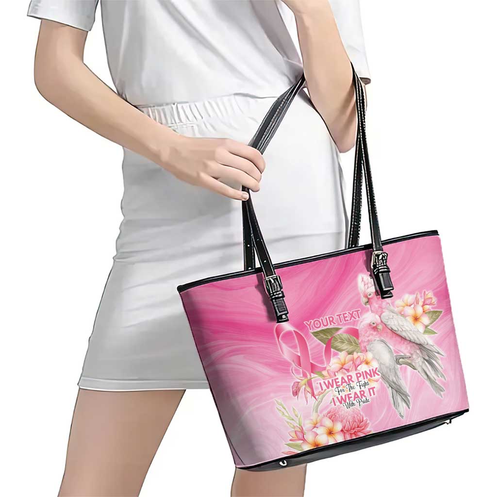 Personalised I Wear Pink For The Fight Leather Tote Bag Australian Breast Cancer Spirit - Aussie Hoodie