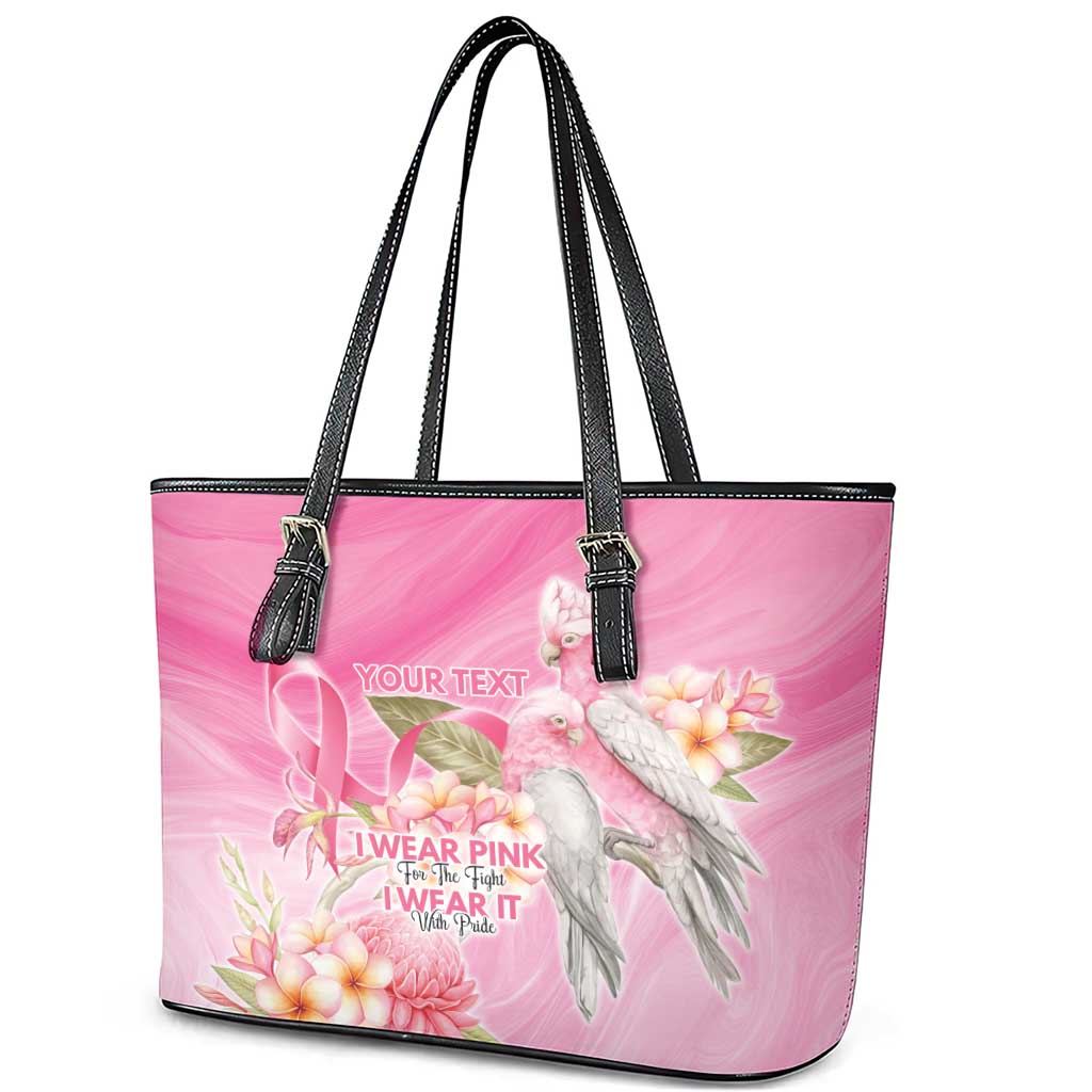Personalised I Wear Pink For The Fight Leather Tote Bag Australian Breast Cancer Spirit - Aussie Hoodie