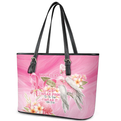 Personalised I Wear Pink For The Fight Leather Tote Bag Australian Breast Cancer Spirit - Aussie Hoodie