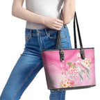 Personalised I Wear Pink For The Fight Leather Tote Bag Australian Breast Cancer Spirit - Aussie Hoodie