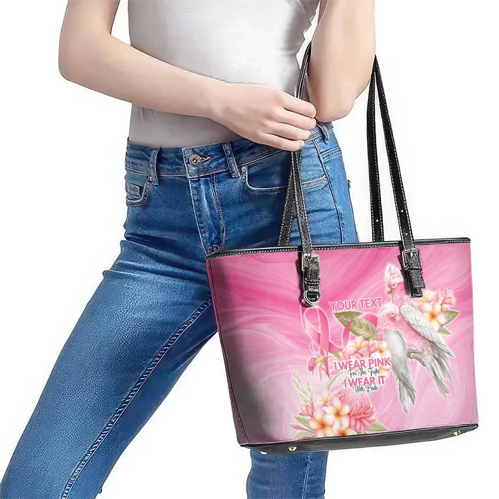 Personalised I Wear Pink For The Fight Leather Tote Bag Australian Breast Cancer Spirit - Aussie Hoodie