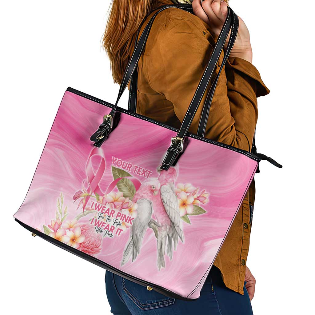 Personalised I Wear Pink For The Fight Leather Tote Bag Australian Breast Cancer Spirit - Aussie Hoodie