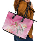 Personalised I Wear Pink For The Fight Leather Tote Bag Australian Breast Cancer Spirit - Aussie Hoodie