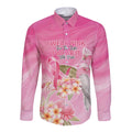 Personalised I Wear Pink For The Fight Long Sleeve Button Shirt Australian Breast Cancer Spirit - Aussie Hoodie