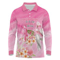 Personalised I Wear Pink For The Fight Long Sleeve Polo Shirt Australian Breast Cancer Spirit - Aussie Hoodie