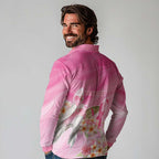 Personalised I Wear Pink For The Fight Long Sleeve Polo Shirt Australian Breast Cancer Spirit - Aussie Hoodie