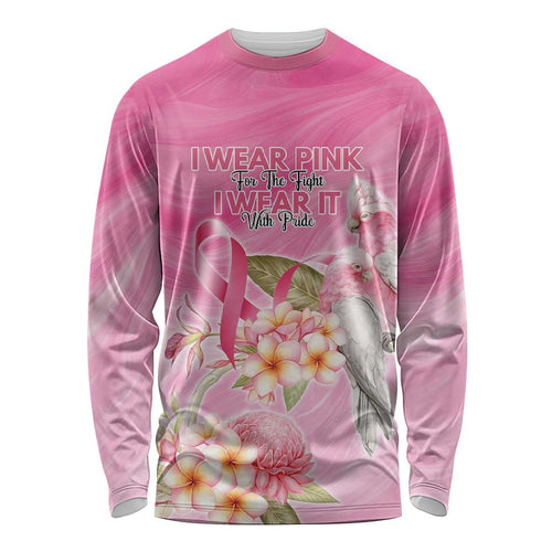 Personalised I Wear Pink For The Fight Long Sleeve Shirt Australian Breast Cancer Spirit - Aussie Hoodie