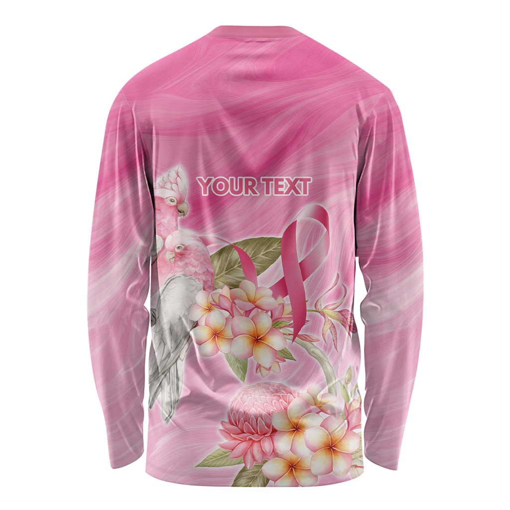 Personalised I Wear Pink For The Fight Long Sleeve Shirt Australian Breast Cancer Spirit - Aussie Hoodie