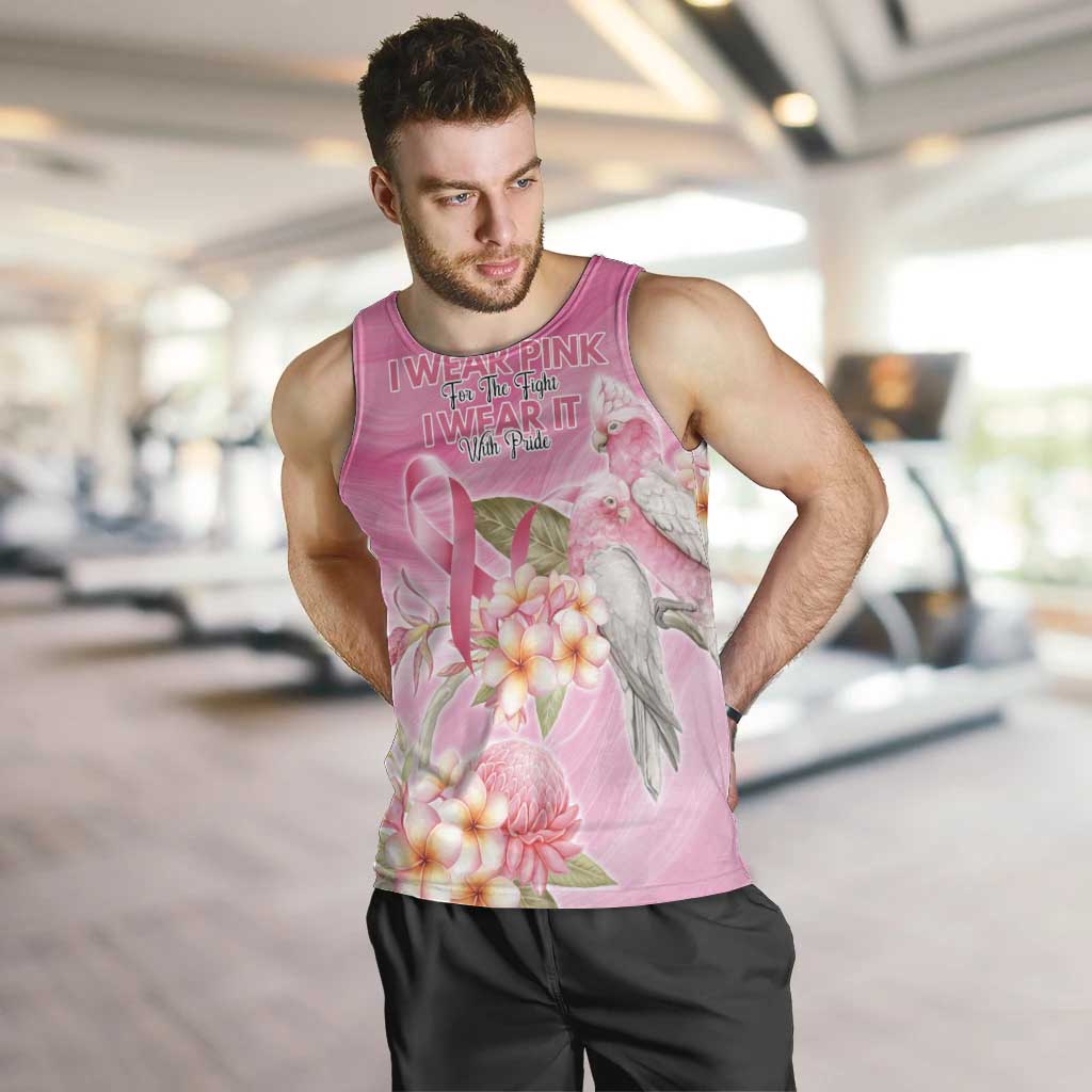 Personalised I Wear Pink For The Fight Men Tank Top Australian Breast Cancer Spirit - Aussie Hoodie