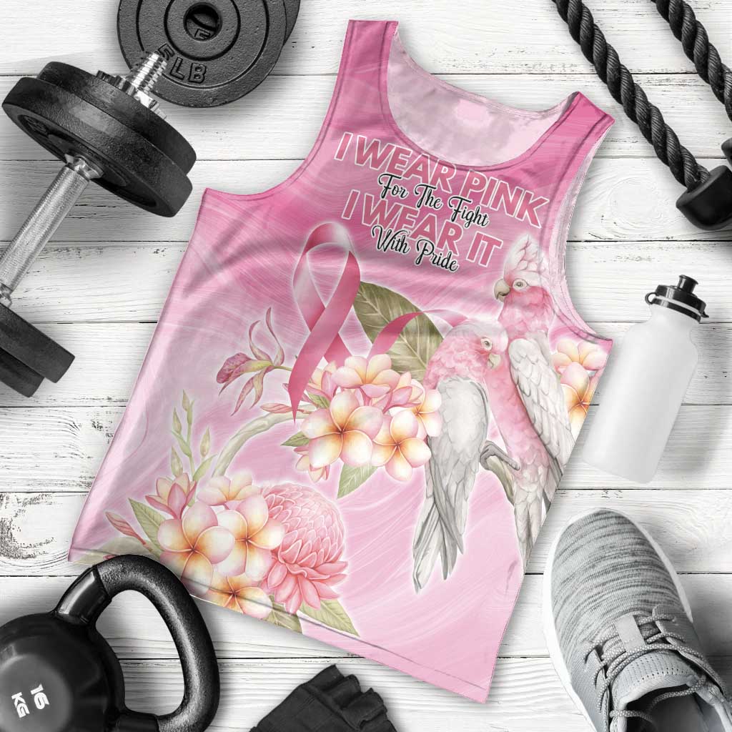 Personalised I Wear Pink For The Fight Men Tank Top Australian Breast Cancer Spirit - Aussie Hoodie