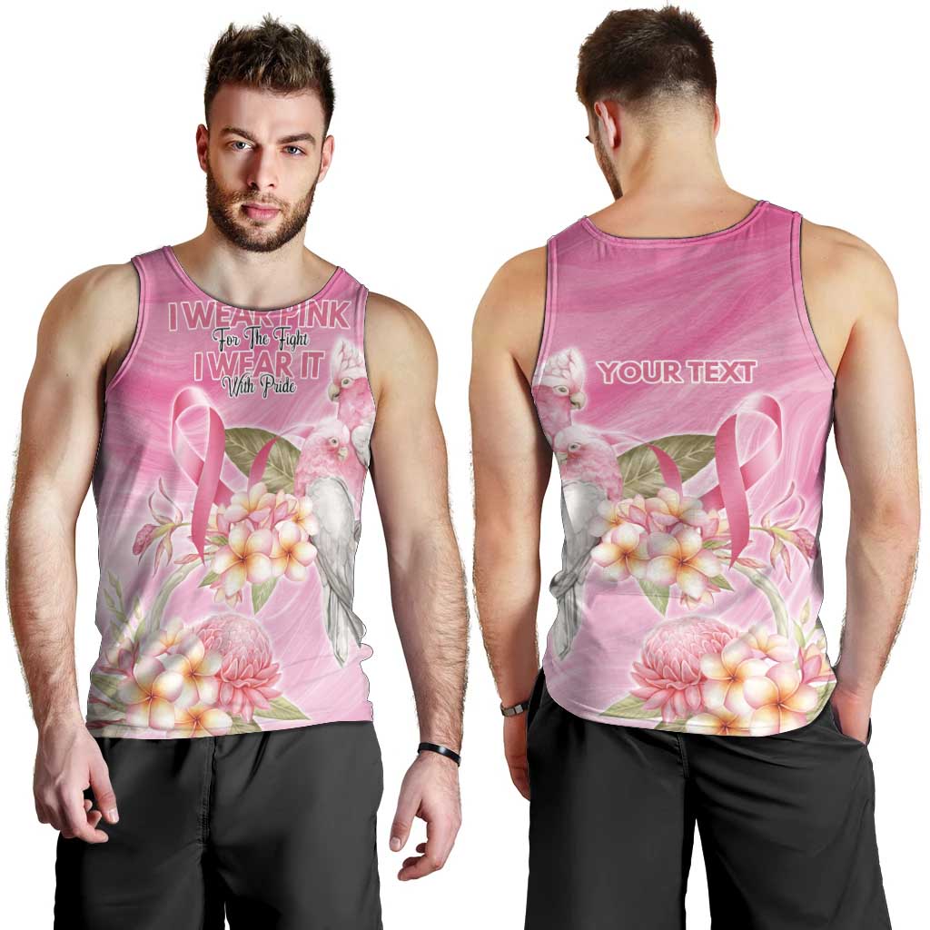 Personalised I Wear Pink For The Fight Men Tank Top Australian Breast Cancer Spirit - Aussie Hoodie