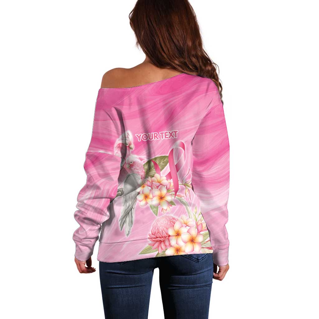Personalised I Wear Pink For The Fight Off Shoulder Sweater Australian Breast Cancer Spirit - Aussie Hoodie