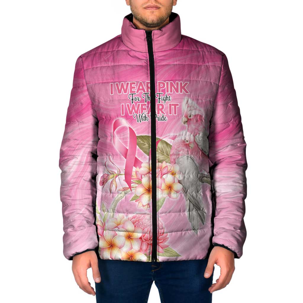 Personalised I Wear Pink For The Fight Padded Jacket Australian Breast Cancer Spirit - Aussie Hoodie