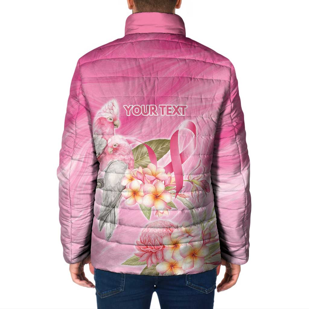 Personalised I Wear Pink For The Fight Padded Jacket Australian Breast Cancer Spirit - Aussie Hoodie