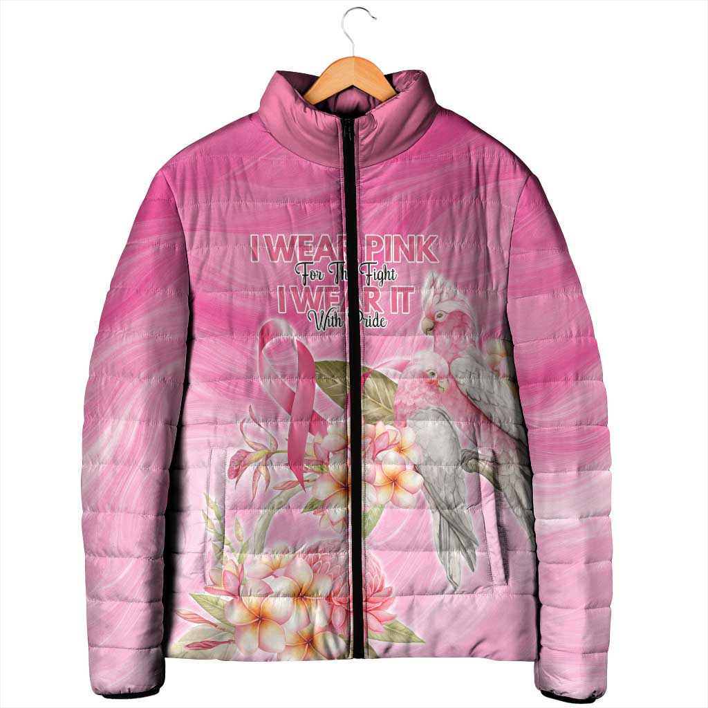 Personalised I Wear Pink For The Fight Padded Jacket Australian Breast Cancer Spirit - Aussie Hoodie