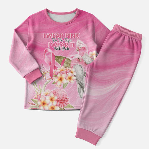 Personalised I Wear Pink For The Fight Christmas Pajama Set Australian Breast Cancer Spirit - Aussie Hoodie