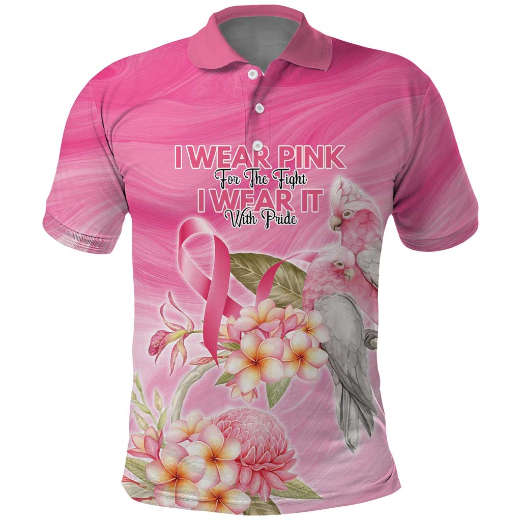 Personalised I Wear Pink For The Fight Polo Shirt Australian Breast Cancer Spirit - Aussie Hoodie
